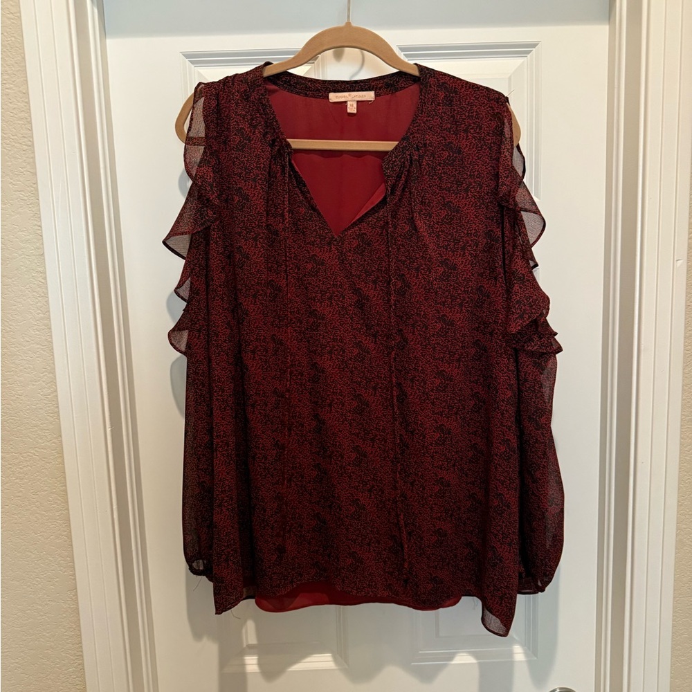 Gibson Latimer elegant red/black blouse XL